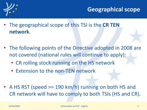 CR TSI Locomotives and Passenger RST; Scope - OTIF