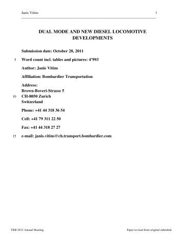 DUAL MODE AND NEW DIESEL LOCOMOTIVE DEVELOPMENTS