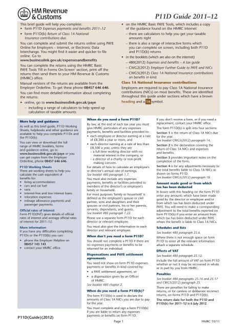 P11D Guide (2012) - HM Revenue & Customs