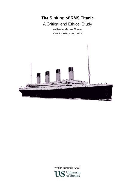 The Sinking of RMS Titanic A Critical and Ethical ... - Michael Gunner