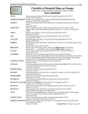 Checklist of Hospital Ships on Stamps - Ships on Stamps Unit