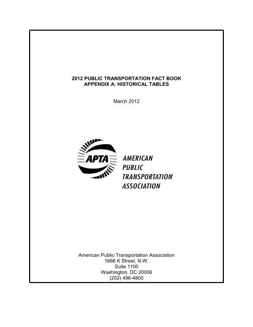 2012 APTA Fact Book Appendix A - American Public Transportation ...