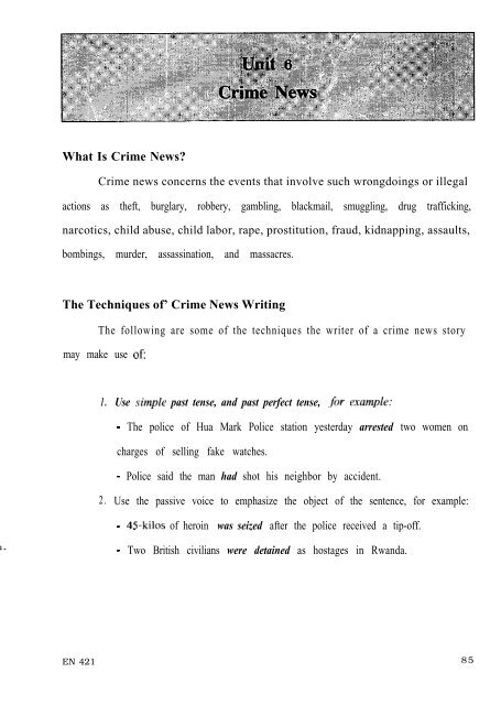 What Is Crime News? The Techniques of' Crime News Writing