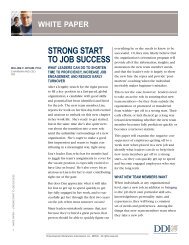 Strong Start to Job Success - Development Dimensions International