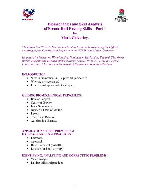 Biomechanics And Skill Ysis Of Scrum Half Passing Ing