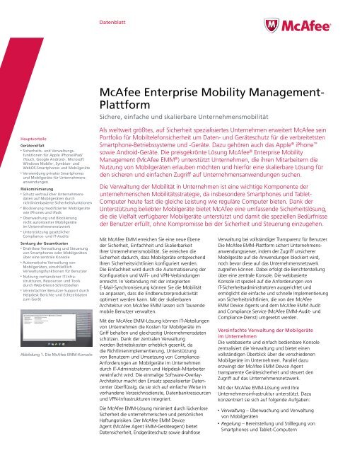 McAfee Enterprise Mobility Management- Plattform