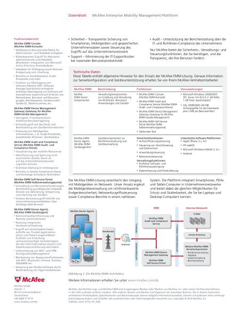 McAfee Enterprise Mobility Management- Plattform