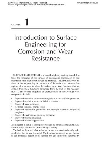 Introduction to Surface Engineering for Corrosion and Wear ...