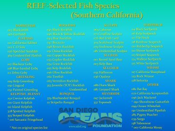 REEF-Selected Fish Species (Southern California)