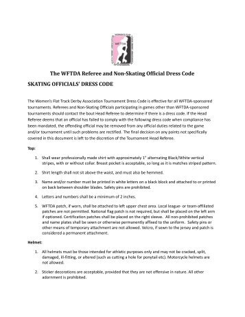 WFTDA Officials Dress Code - Women's Flat Track Derby Association