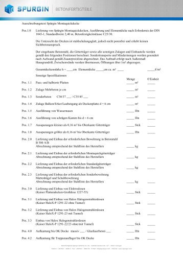 Ausschreibungstext Spürgin Montaquickdecke - spuergin.com