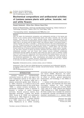 Biochemical compositions and antibacterial activities of Lantana ...