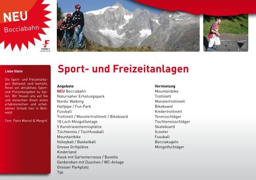 Sport- und Freizeitanlagen - Bellwald Tourismus