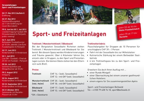 Sport- und Freizeitanlagen - Bellwald Tourismus