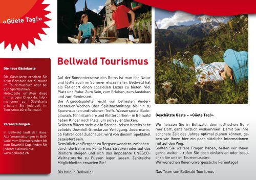 Sport- und Freizeitanlagen - Bellwald Tourismus