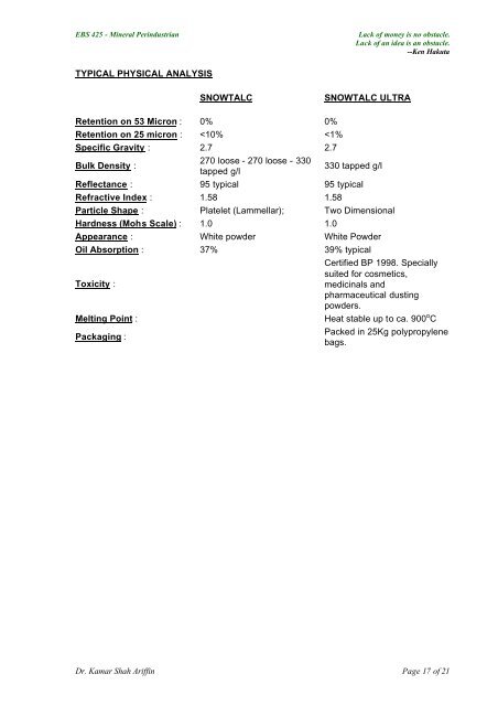 Talc and pyrohyllite