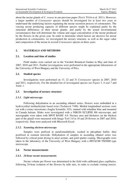 Floral Nectar Production and Nectar Sugar Composition of ...