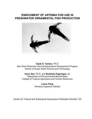 enrichment of artemia for use in freshwater ornamental fish ... - CTSA