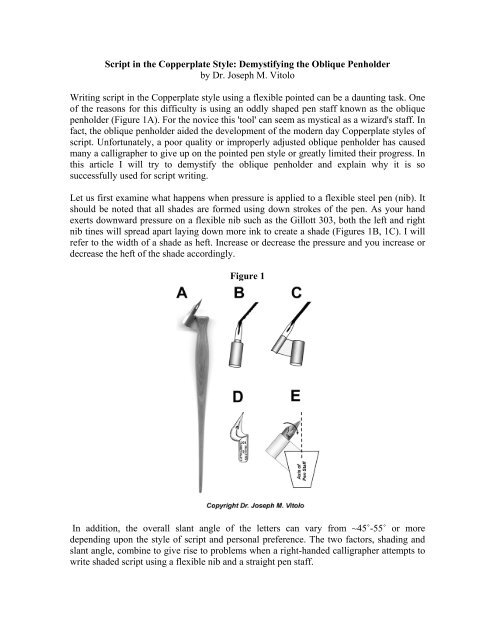 Script in the Copperplate Style: Demystifying the Oblique ... - IAMPETH