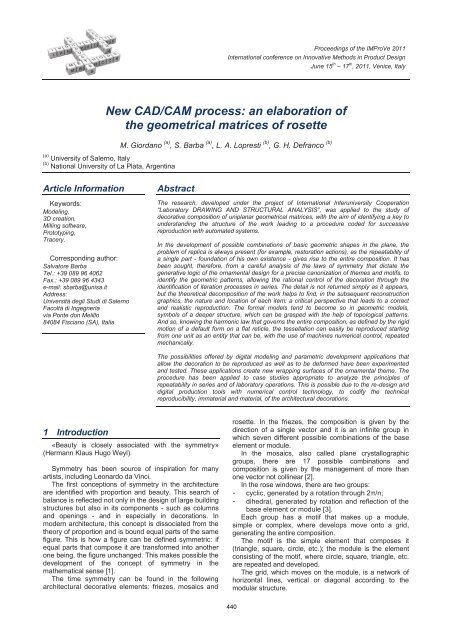 New CAD/CAM process: an elaboration of the ... - IMProVe2011