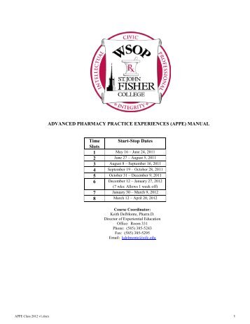 APPE Manual [pdf] - St. John Fisher College