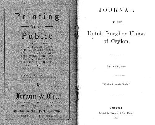 Journal of the - Dutch Burgher Union of Ceylon