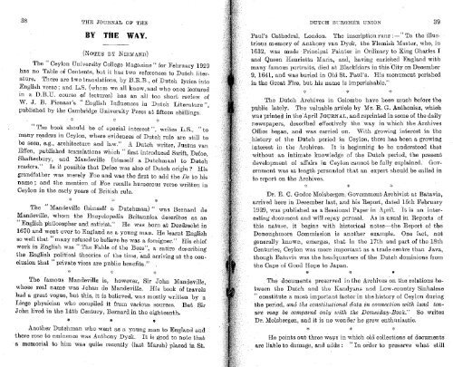 Journal of the - Dutch Burgher Union of Ceylon