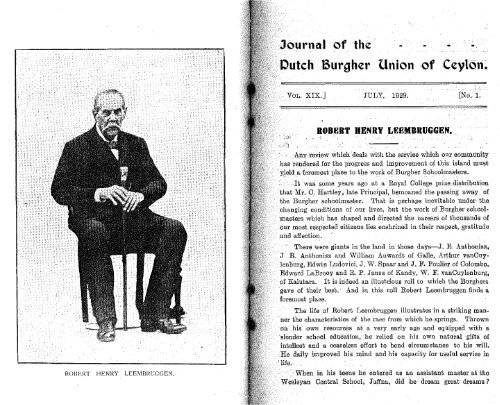 Journal of the - Dutch Burgher Union of Ceylon