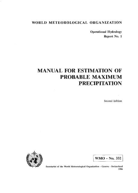 manual for estimation of probable maximum precipitation - WMO