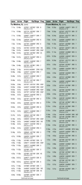 Colorado Springs Airport timetable