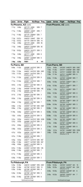 Colorado Springs Airport timetable