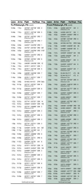 Colorado Springs Airport timetable