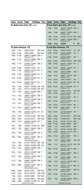 Colorado Springs Airport timetable