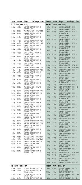 Colorado Springs Airport timetable