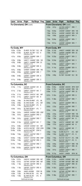 Colorado Springs Airport timetable