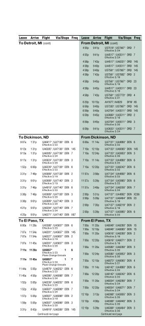 Colorado Springs Airport timetable