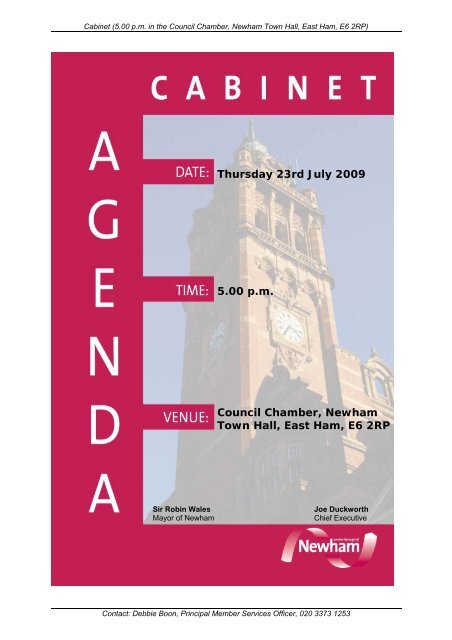 Thursday 23rd July 2009 5.00 p.m. Council Chamber, Newham ...