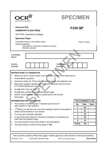 Unit F335 - Chemistry by design - Specimen.PDF, 434KB - OCR