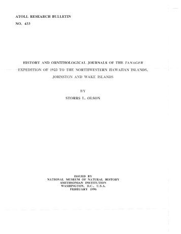 atoll research bulletin no. 433 ry and ornitho - Smithsonian Institution