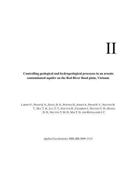 Groundwater arsenic in the Red River delta, Vietnam ... - Fiva