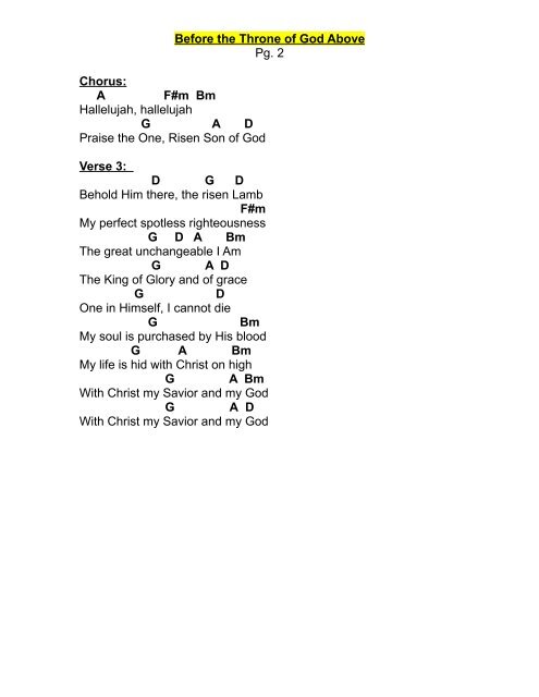 Hallelujah Chord Chart