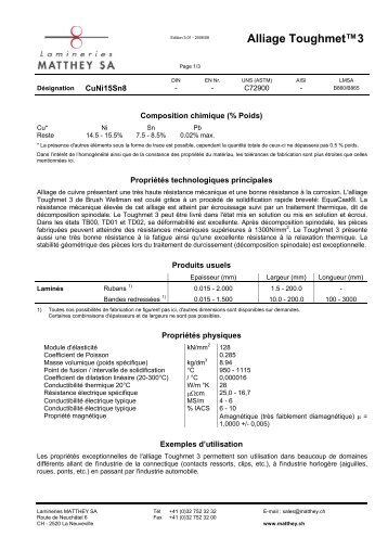 Alliage Toughmet™3 - Matthey.ch