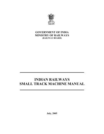 Indian Railway Small Track Machine Manual