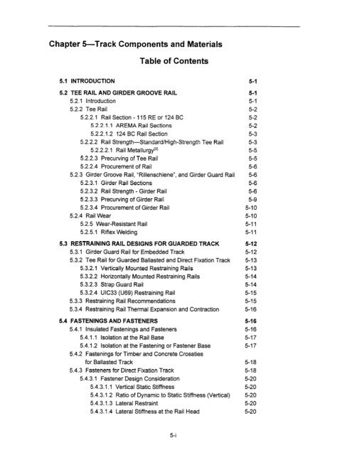 TCRP Report 57: Track Design Handbook for Light Rail Transit (Part ...