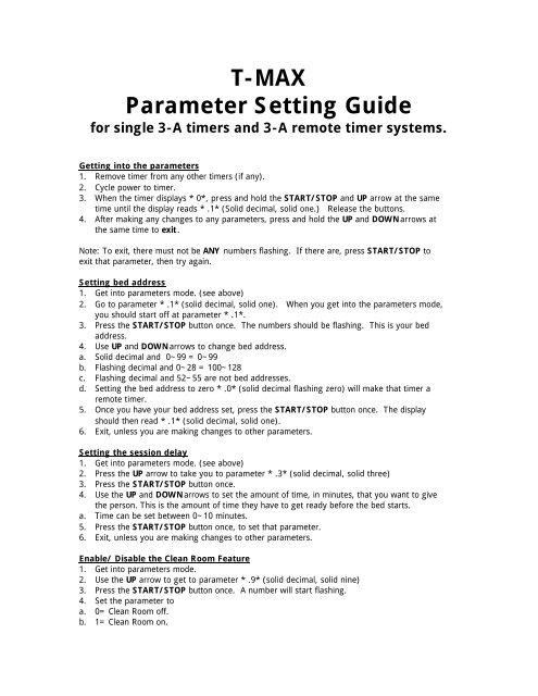 T-MAX Parameter Setting Guide
