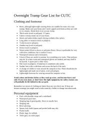 Overnight Tramp Gear List For CUTC