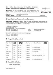 1. Identification of preparation and company 2 ... - Matthey.ch