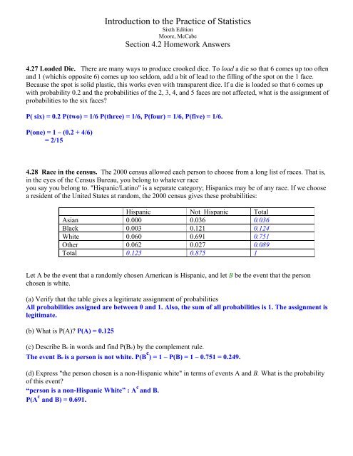 Introduction to the Practice of Statistics - PCC