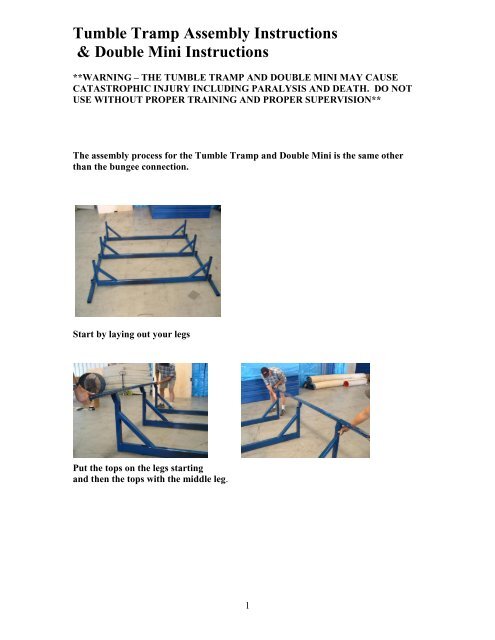 Tumble Tramp Assembly Instructions & Double Mini ... - Ross Athletic