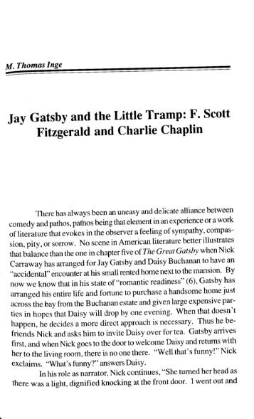 Jay Gatsby and the Little Tramp: F. Scott Fitzgerald and Charlie ...